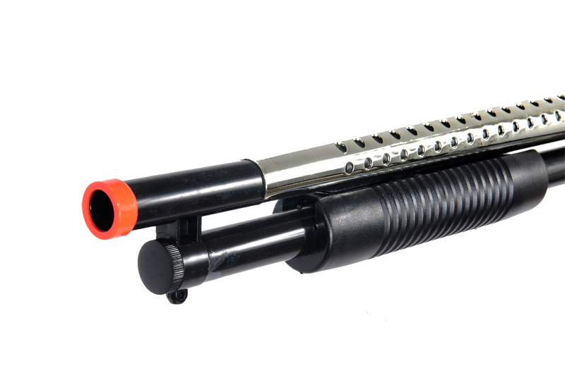 CYMA P788S Pump Action Airsoft Spring Shotgun (Color: Chrome) - Click Image to Close