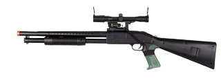 UK Arms P799A Pump Action Airsoft Spring Shotgun w/ Laser & Scope (Color: Black)