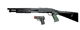 CYMA P778B Pump Action Airsoft Spring Shotgun w/ P618 Spring Pistol (Color: Black)