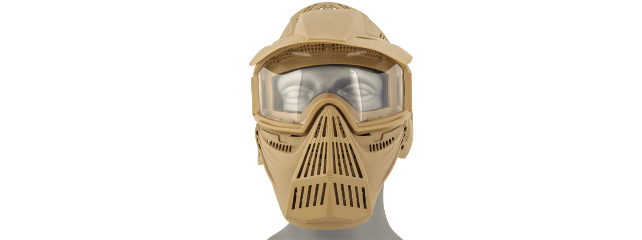 2607T FULL FACE MASK w/ GOGGLE LENS EYE PROTECTION (TAN) - Click Image to Close
