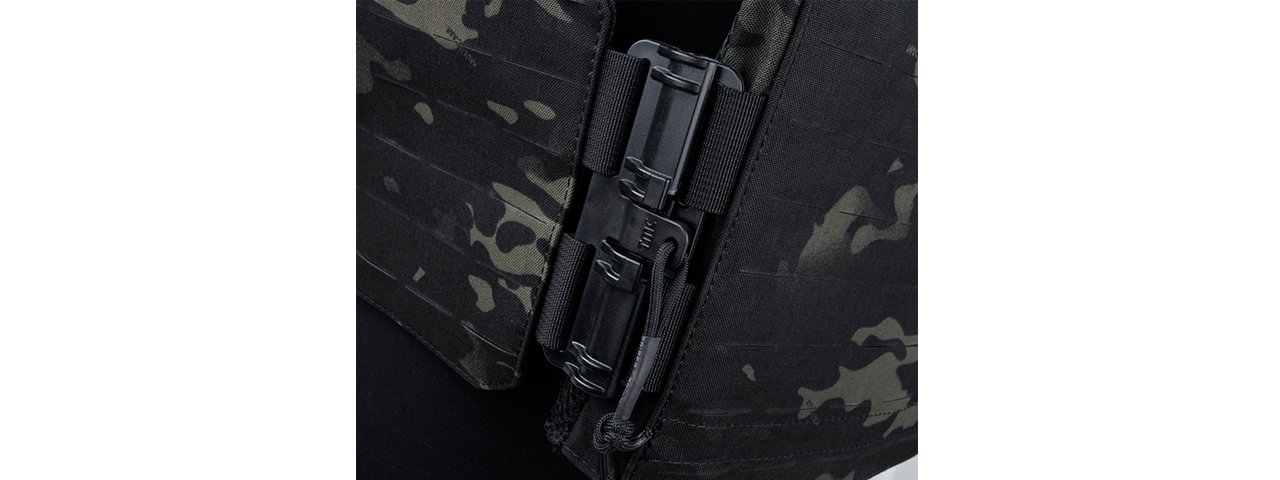 AMA Laser Cut Airsoft Tactical Vest w/ Molle Webbing (Camo Black) - Click Image to Close