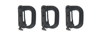 AC-333B FMA NYLON PLASTIC AIRSOFT D-BUCKLE MINI - 3 PACK SET - BLACK