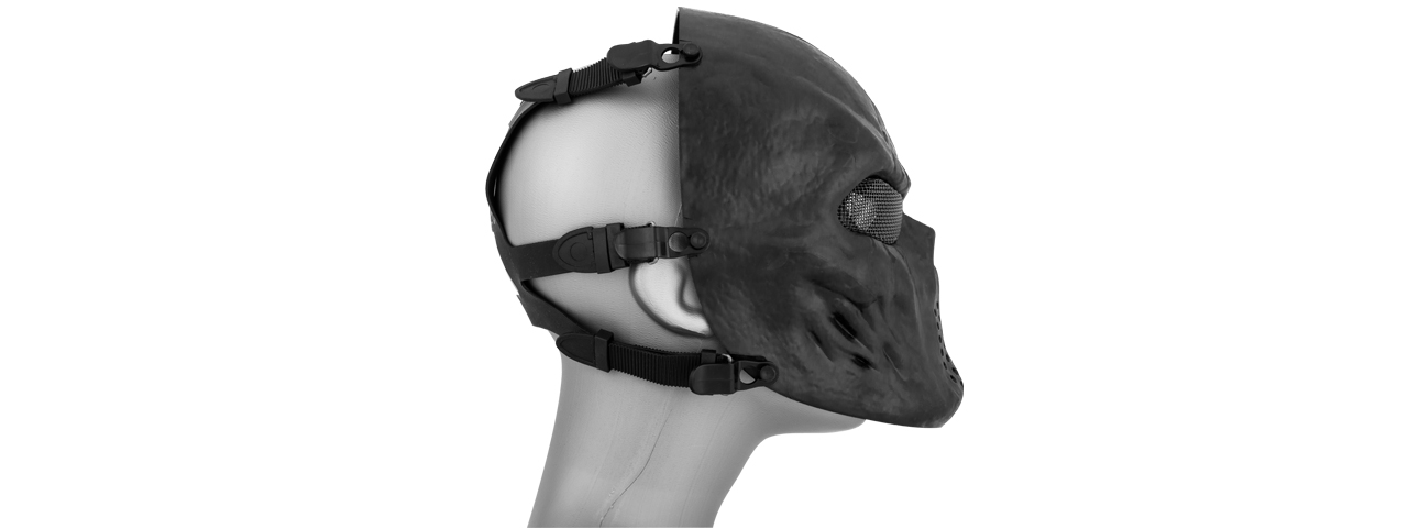 CA-1231B AIRSOFT VILLAIN SKULL MESH FACE MASK - BLACK