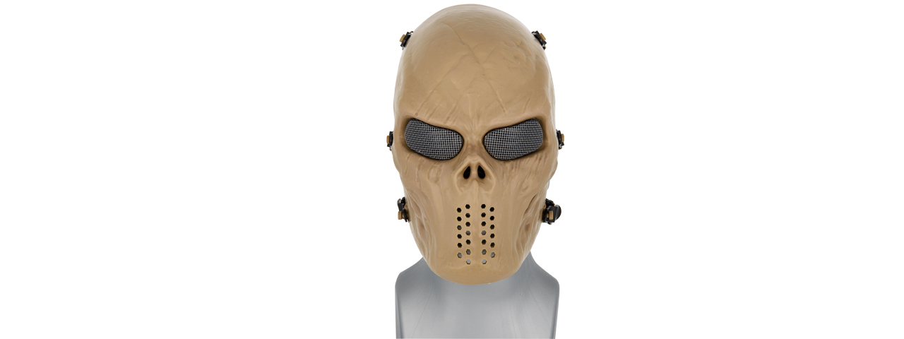 CA-1231T AIRSOFT VILLAIN SKULL MESH FACE MASK - TAN - Click Image to Close