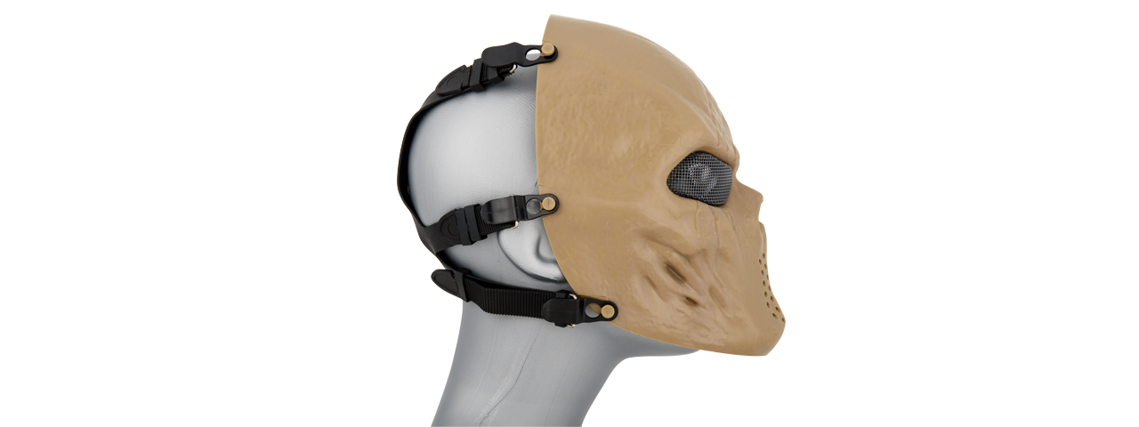 CA-1231T AIRSOFT VILLAIN SKULL MESH FACE MASK - TAN - Click Image to Close