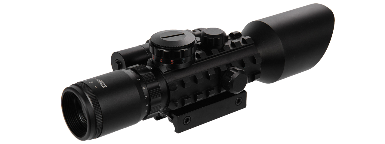 CA-1405 3-10X42 EG RED & GREEN ILLUMINATED RIFLE SCOPE W/ RED LASER SIGHT