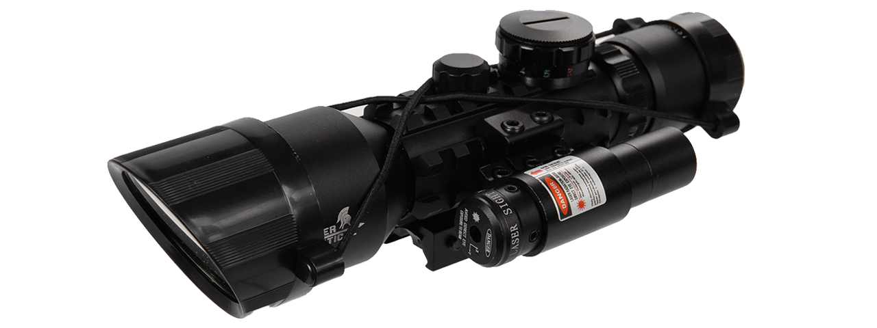 CA-1405 3-10X42 EG RED & GREEN ILLUMINATED RIFLE SCOPE W/ RED LASER SIGHT - Click Image to Close