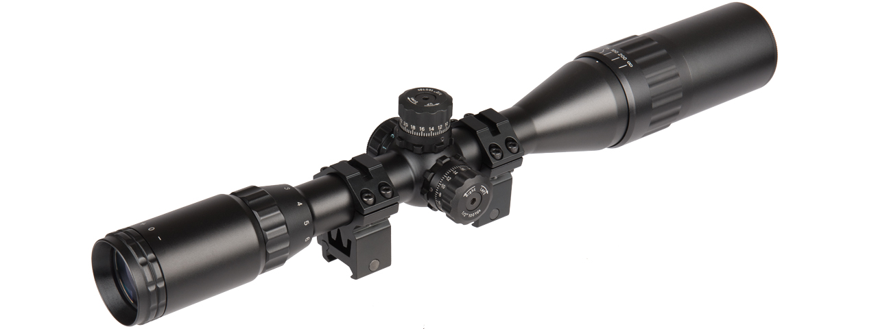 Lancer Tactical 3-12X40 AOL Red/Green/Blue Illuminated Scope (Color: Black) - Click Image to Close