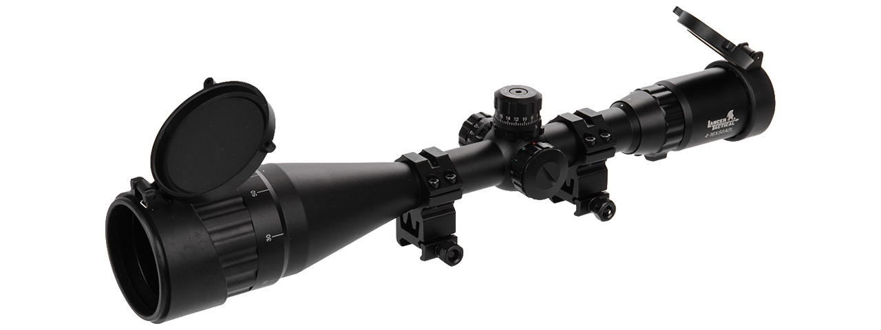 Lancer Tactical 4-16X50 AOL Red/Green/Blue Illuminated Scope w/ Sun Shade (Color: Black)