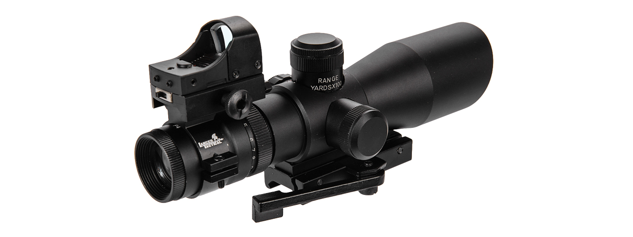 CA-1419 3-9X42 RED & GREEN ILLUMINATED LONG RANGE SCOPE W/ BACKUP RED DOT SIGHT - Click Image to Close