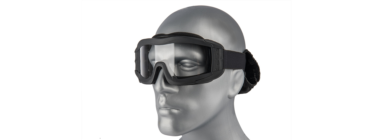 CA-226B LANCER TACTICAL UV400 CLEAR LENS SAFETY GOGGLES (BLACK) - Click Image to Close