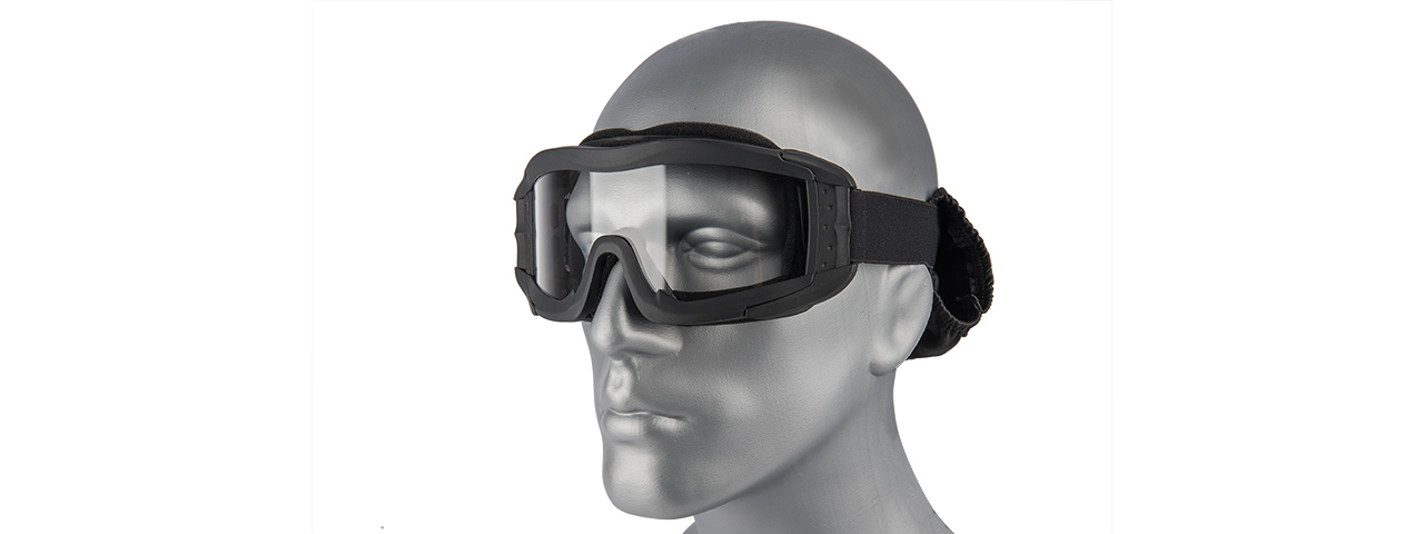 CA-226B LANCER TACTICAL UV400 CLEAR LENS SAFETY GOGGLES (BLACK)