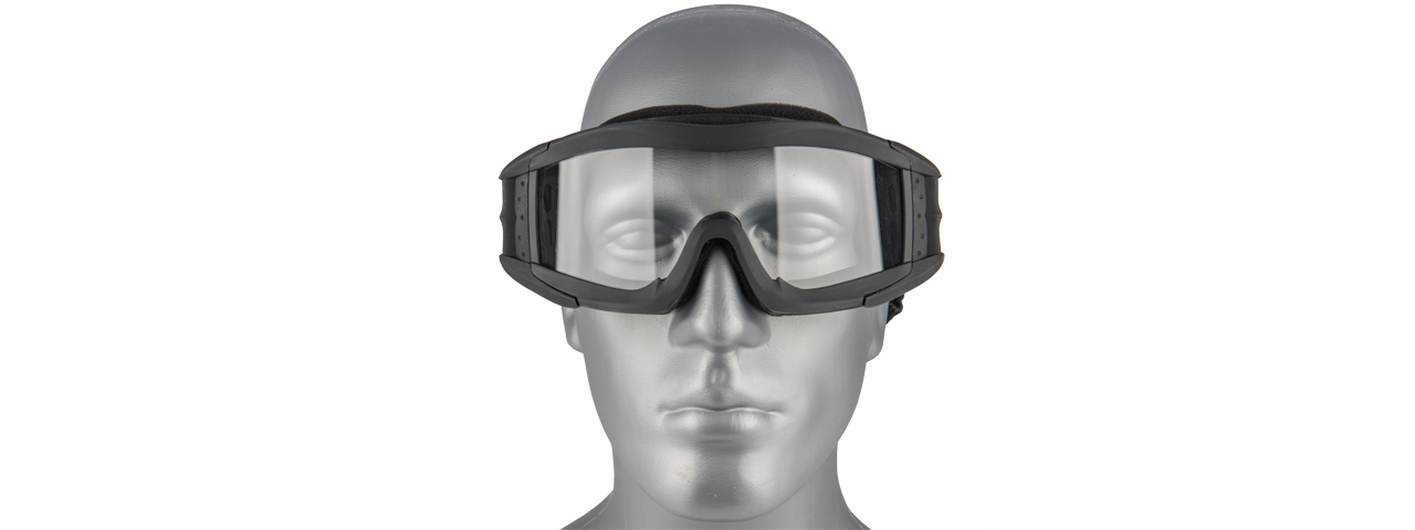 CA-226B LANCER TACTICAL UV400 CLEAR LENS SAFETY GOGGLES (BLACK) - Click Image to Close