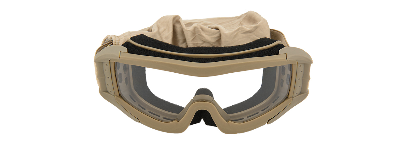 CA-226T AIRSOFT POLYCARBONATE SAFETY LENS GOGGLES W/ UV400 LENS (TAN) - Click Image to Close