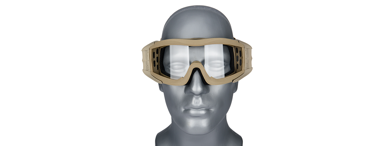 CA-226T AIRSOFT POLYCARBONATE SAFETY LENS GOGGLES W/ UV400 LENS (TAN) - Click Image to Close
