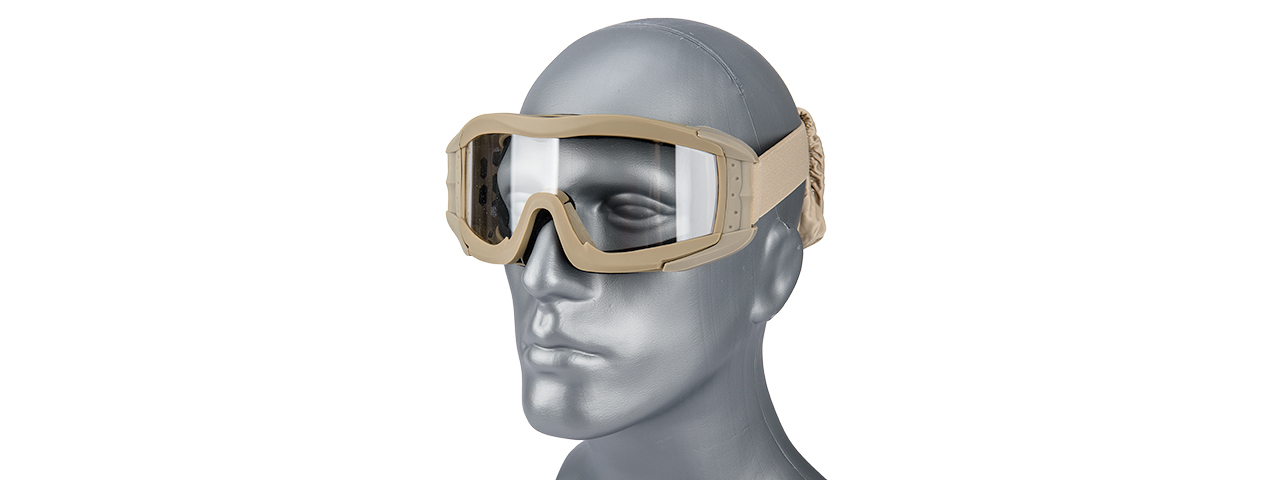 CA-226T AIRSOFT POLYCARBONATE SAFETY LENS GOGGLES W/ UV400 LENS (TAN)