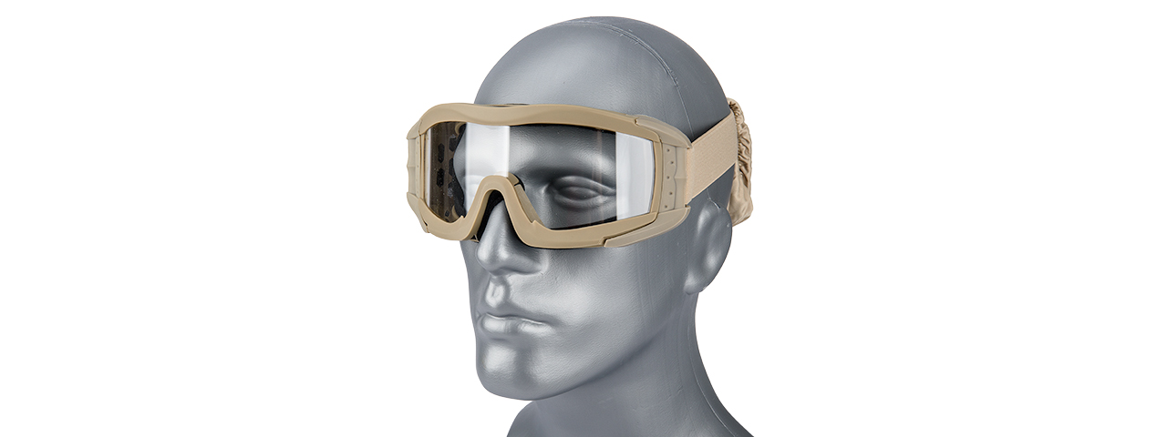 CA-226T AIRSOFT POLYCARBONATE SAFETY LENS GOGGLES W/ UV400 LENS (TAN) - Click Image to Close