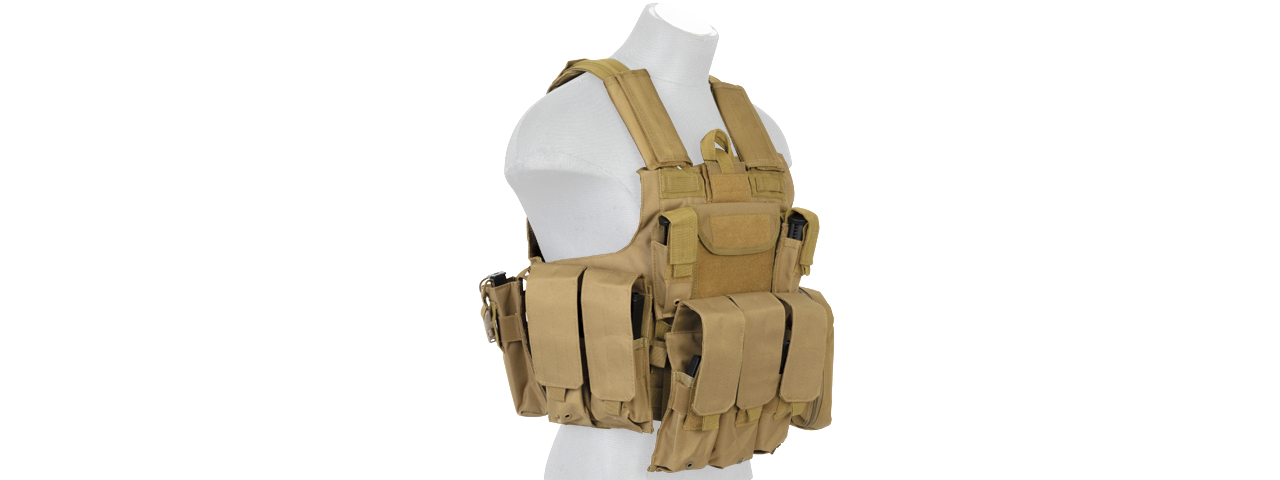 Lancer Tactical CA-303T Tactical Strike Tactical Vest in Tan - Click Image to Close