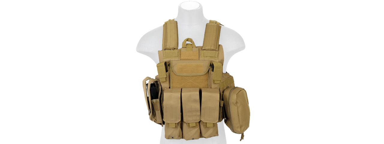 Lancer Tactical CA-303T Tactical Strike Tactical Vest in Tan - Click Image to Close