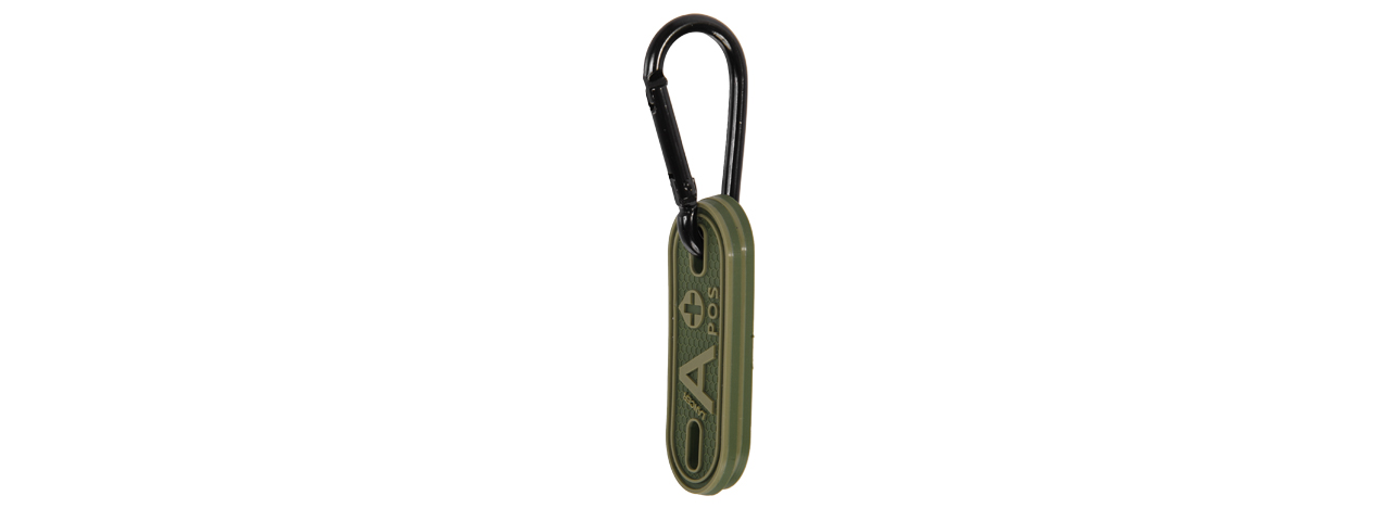 CA-5005 2-PIECE "A" BLOOD TYPE TAGS WITH CARABINER (OD GREEN) - Click Image to Close