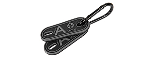 CA-5009 2-PIECE "A" BLOOD TYPE TAGS WITH CARABINER (BLACK)