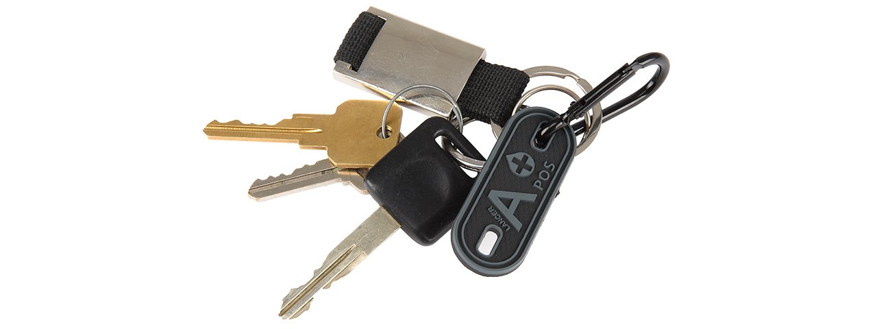 CA-5009 2-PIECE "A" BLOOD TYPE TAGS WITH CARABINER (BLACK) - Click Image to Close