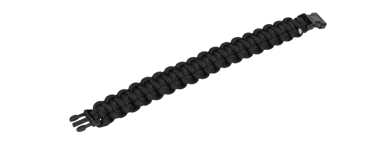 CA-5020 8-INCH PARACORD BRACELET W/ SMALL BUCKLE (BLACK) - Click Image to Close