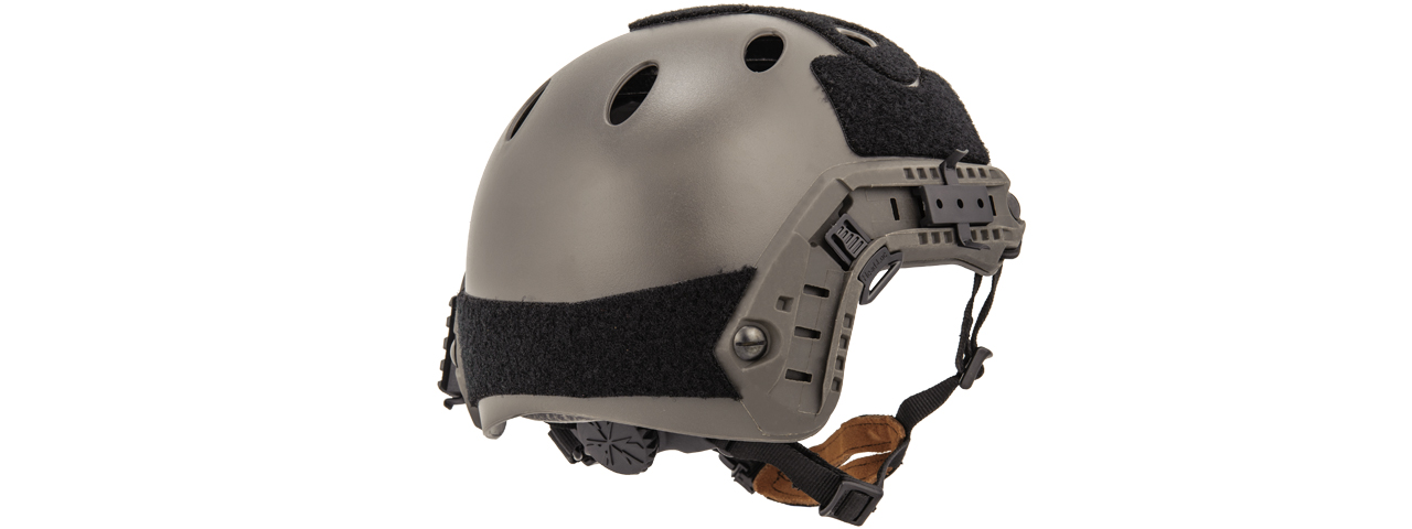 Lancer Tactical PJ Airsoft Helmet w/ Side Rails [MD/LG] (FOLIAGE GRAY) - Click Image to Close