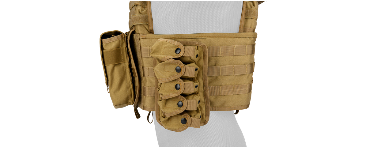 CA-8257LT Lancer Tactical Molle AK Tactical Vest (Tan) - Click Image to Close