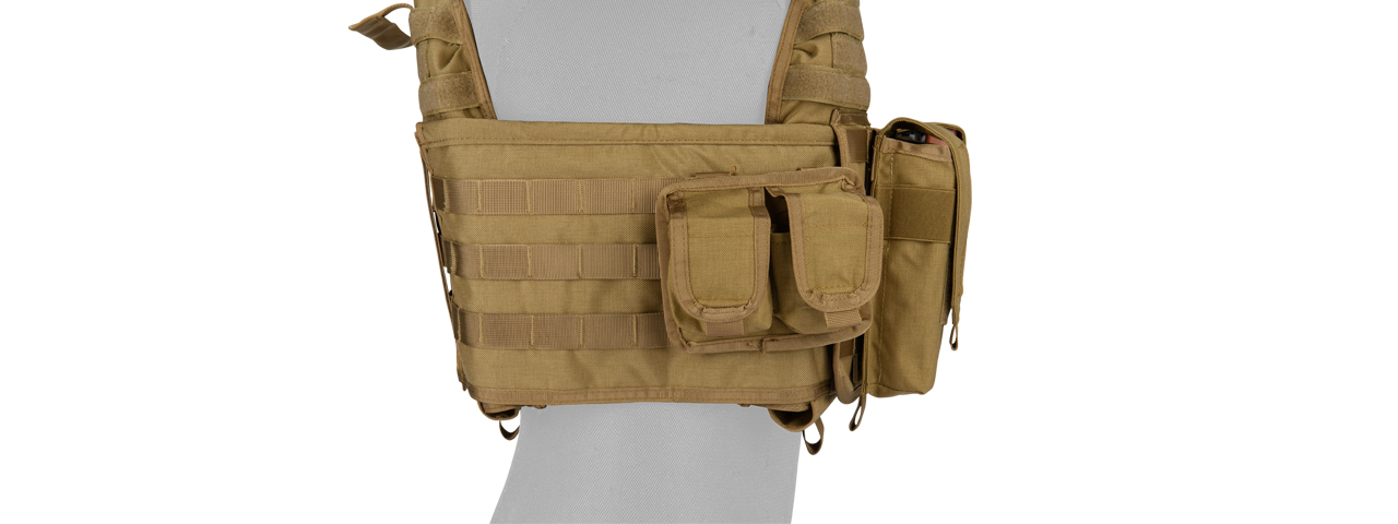 CA-8257LT Lancer Tactical Molle AK Tactical Vest (Tan) - Click Image to Close