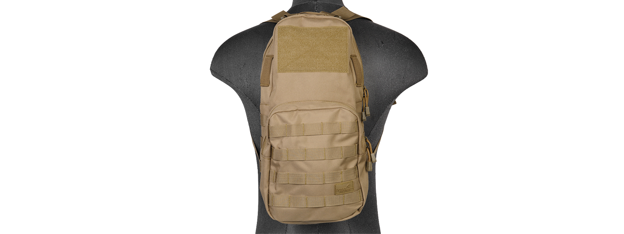 Lancer Tactical 600D Nylon Airsoft Molle Hydration Backpack (Color: Tan) - Click Image to Close