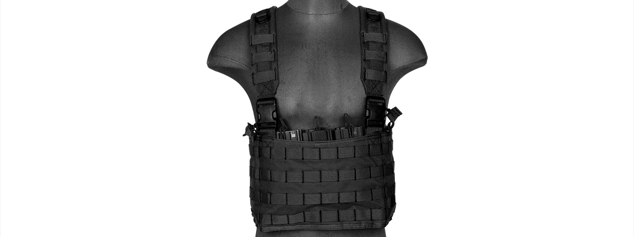 CA-882B LIGHTWEIGHT CHEST RIG W/ CONCEALED MAGAZINE POUCH (BLACK) - Click Image to Close