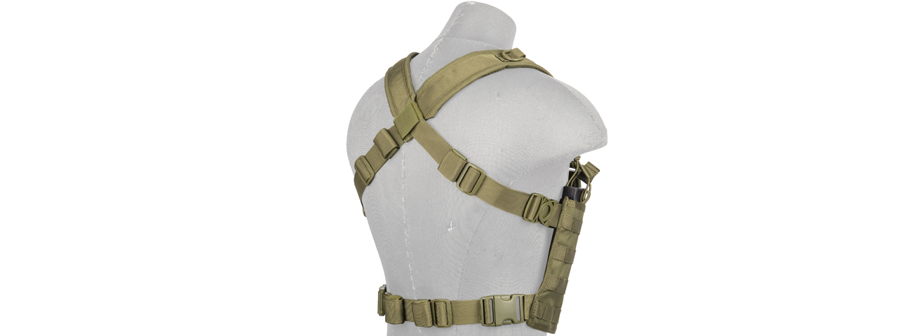 CA-882G LIGHTWEIGHT CHEST RIG W/ CONCEALED MAGAZINE POUCH (OD GREEN) - Click Image to Close