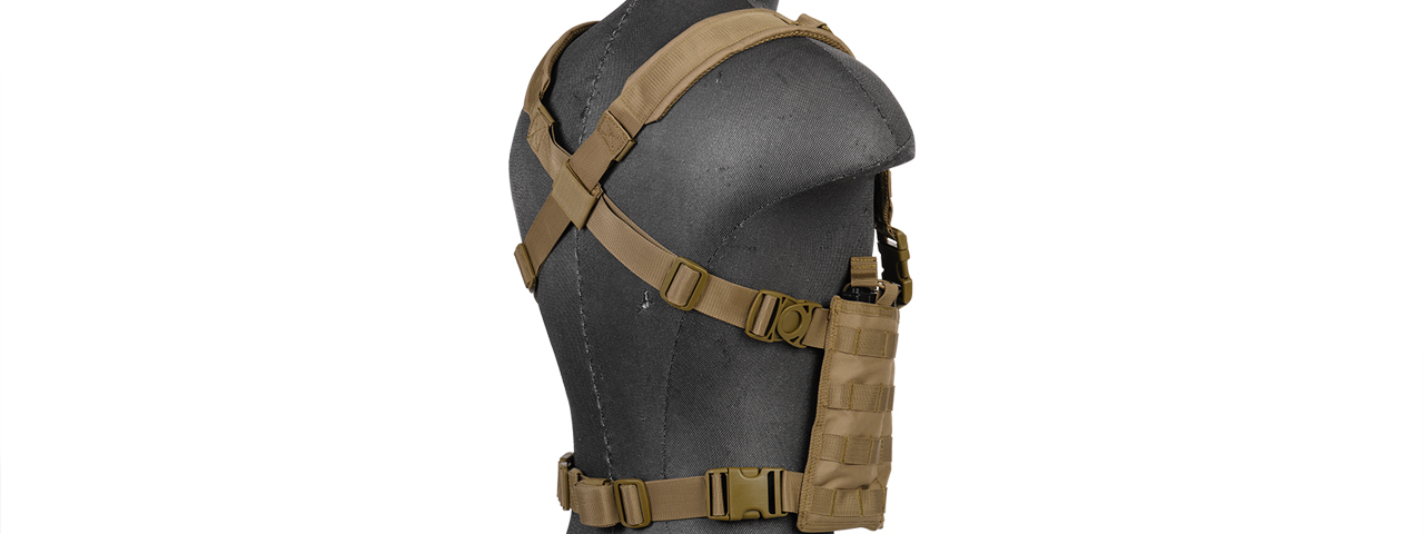 CA-882T LIGHTWEIGHT CHEST RIG W/ CONCEALED MAGAZINE POUCH (TAN) - Click Image to Close