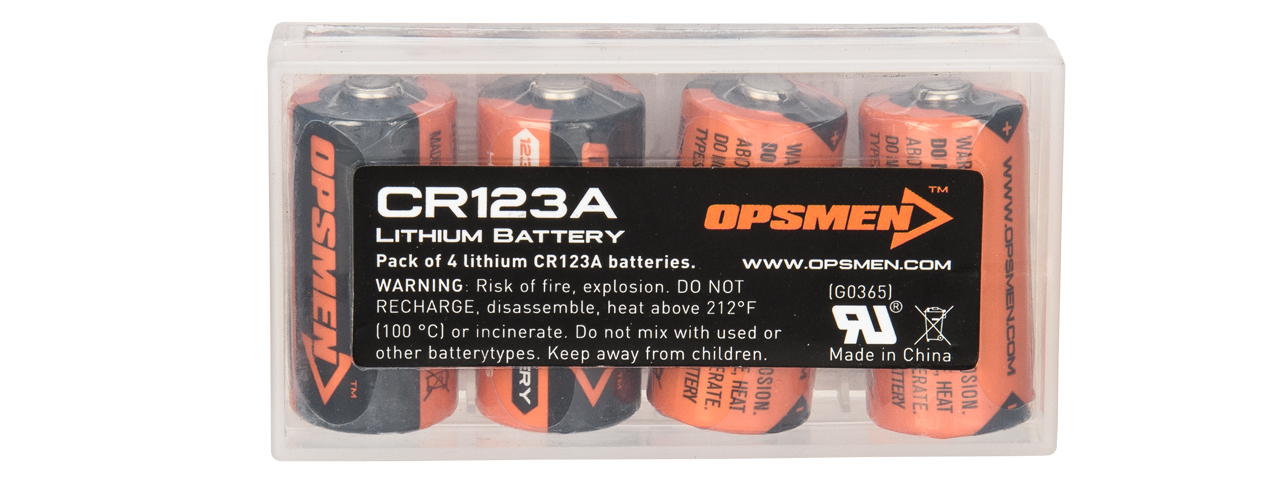 OPSMEN CR123A 4-PACK HIGH PERFORMANCE LITHIUM BATTERIES