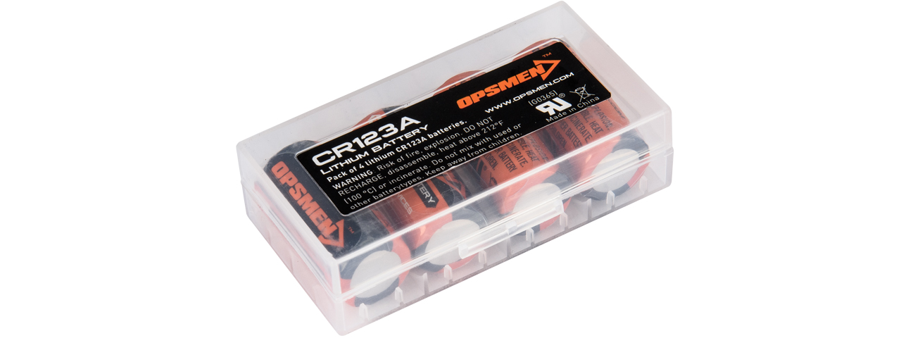 OPSMEN CR123A 4-PACK HIGH PERFORMANCE LITHIUM BATTERIES