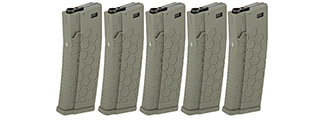 DYTAC HEXMAG AIRSOFT 120RDS MAGAZINES FOR M4 AEG 5 PACK - OD