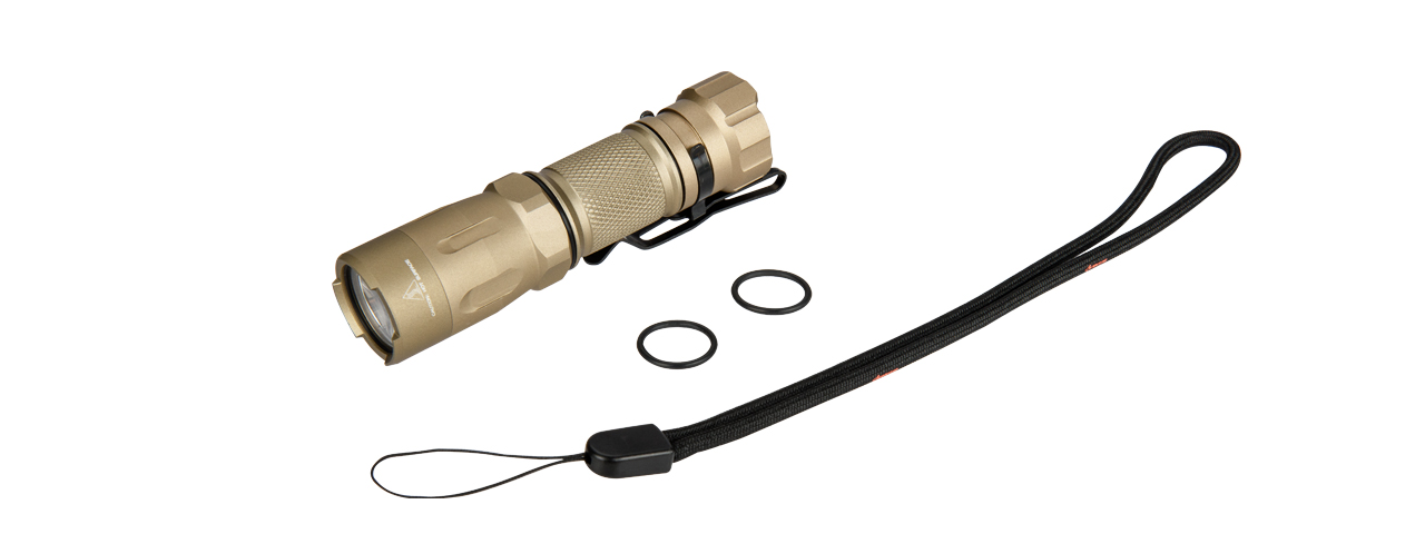 OPSMEN TACTICAL 800-LUMEN STROBE FLASHLIGHT - TAN