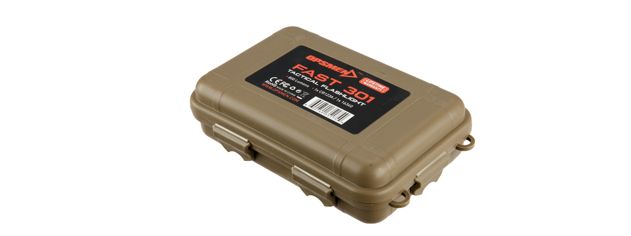 OPSMEN TACTICAL 800-LUMEN STROBE FLASHLIGHT - TAN