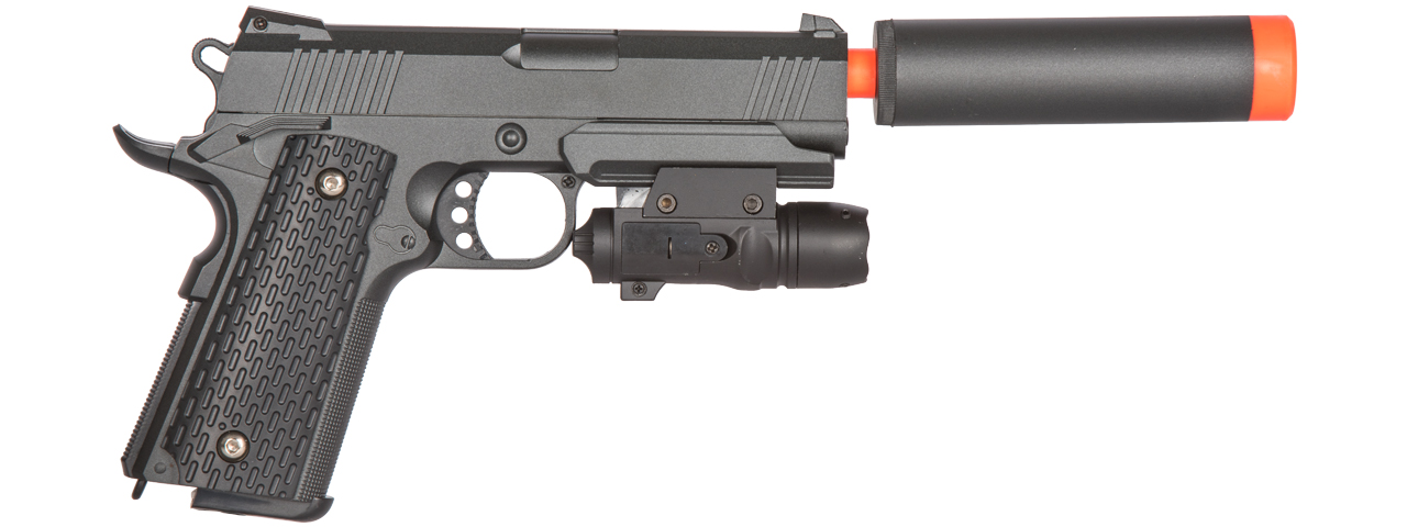 G25A Lancer Tactical Spring Metal Pistol w/ Laser (Grey) - Click Image to Close