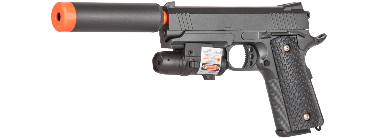 G25A Lancer Tactical Spring Metal Pistol w/ Laser (Grey) - Click Image to Close