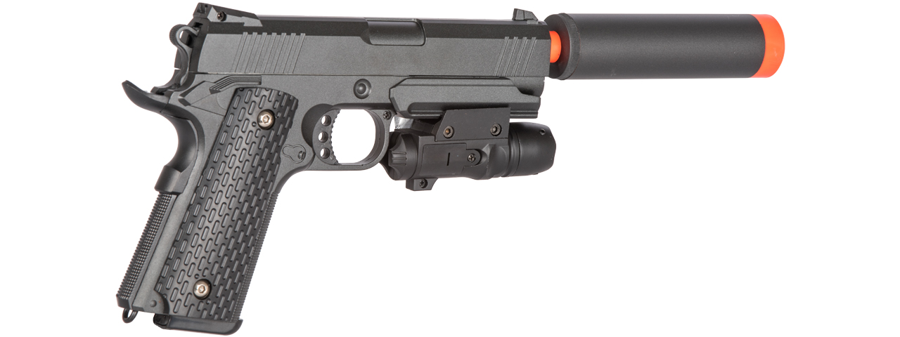 G25A Lancer Tactical Spring Metal Pistol w/ Laser (Grey) - Click Image to Close