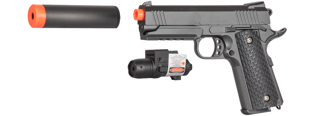 G25A Lancer Tactical Spring Metal Pistol w/ Laser (Grey)