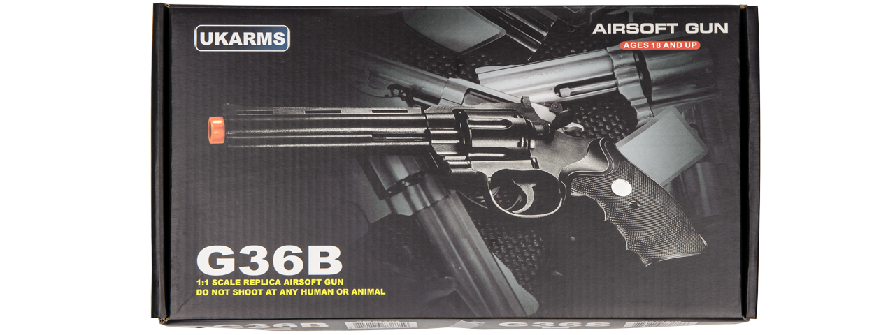 G36B UK Arms Spring Revolver Pistol (Black) - Click Image to Close