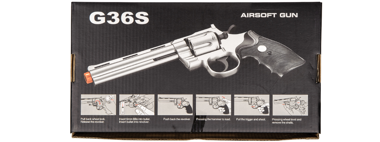 G36S UK Arms Spring Revolver Pistol (Silver) - Click Image to Close