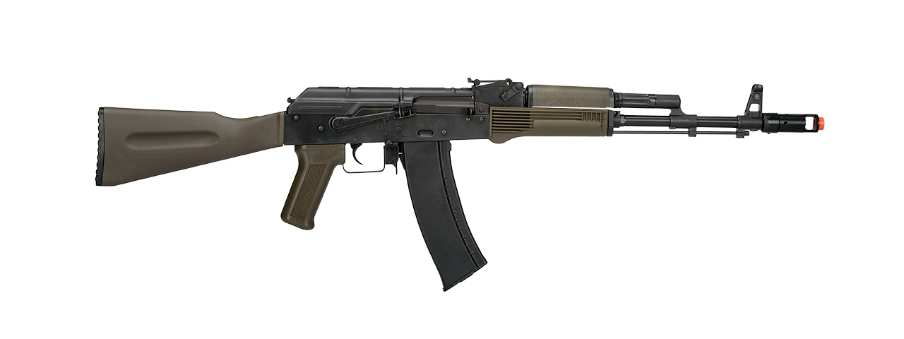 LCT FULL STEEL AK74M AIRSOFT AEG RIFLE - BLACK/OLIVE DRAB GREEN