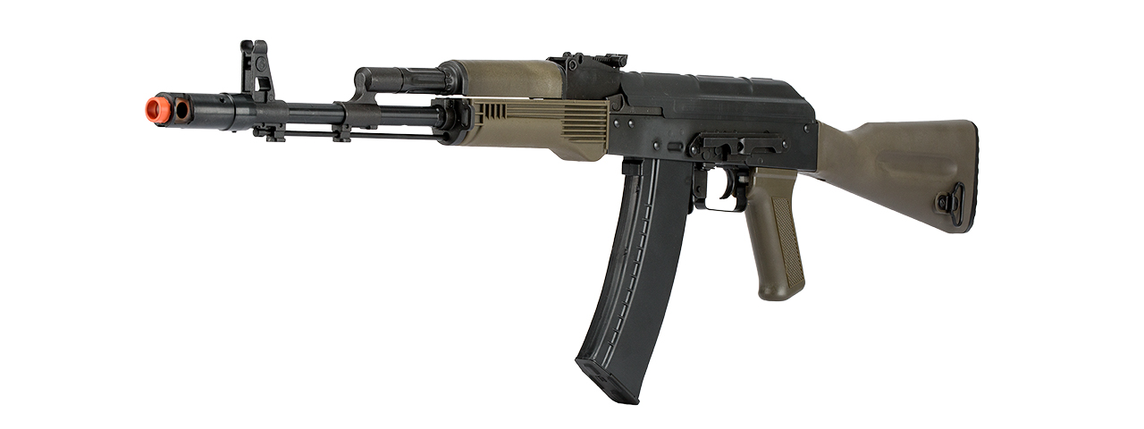 LCT FULL STEEL AK74M AIRSOFT AEG RIFLE - BLACK/OLIVE DRAB GREEN