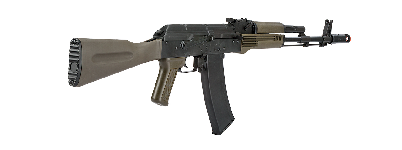 LCT FULL STEEL AK74M AIRSOFT AEG RIFLE - BLACK/OLIVE DRAB GREEN