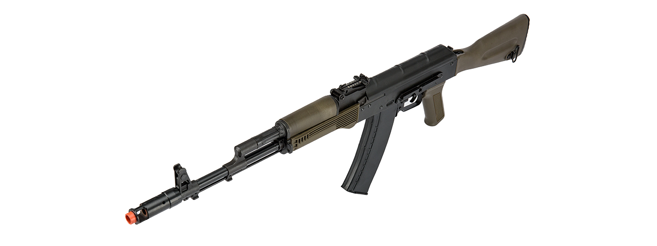 LCT FULL STEEL AK74M AIRSOFT AEG RIFLE - BLACK/OLIVE DRAB GREEN