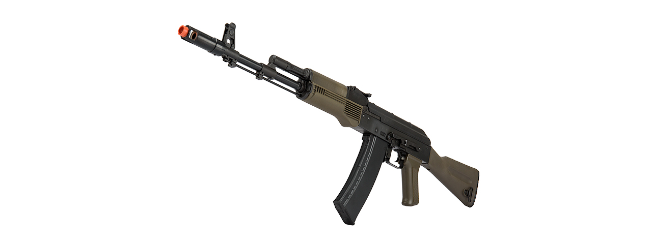 LCT FULL STEEL AK74M AIRSOFT AEG RIFLE - BLACK/OLIVE DRAB GREEN